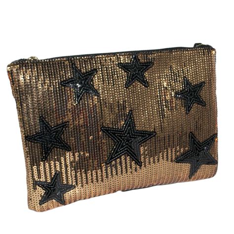 pochette cuoio con paiette